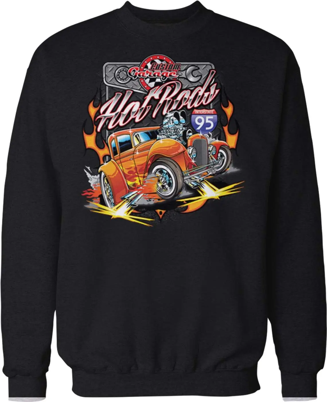 

Hot Rods Custom Garage, толстовка с круглым вырезом Interstate 95.