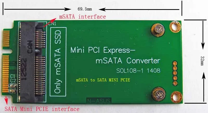 MSATA SSD To SATA Mini PCIE Ssd Adapter Card Mini PCI Express To mSATA Converter