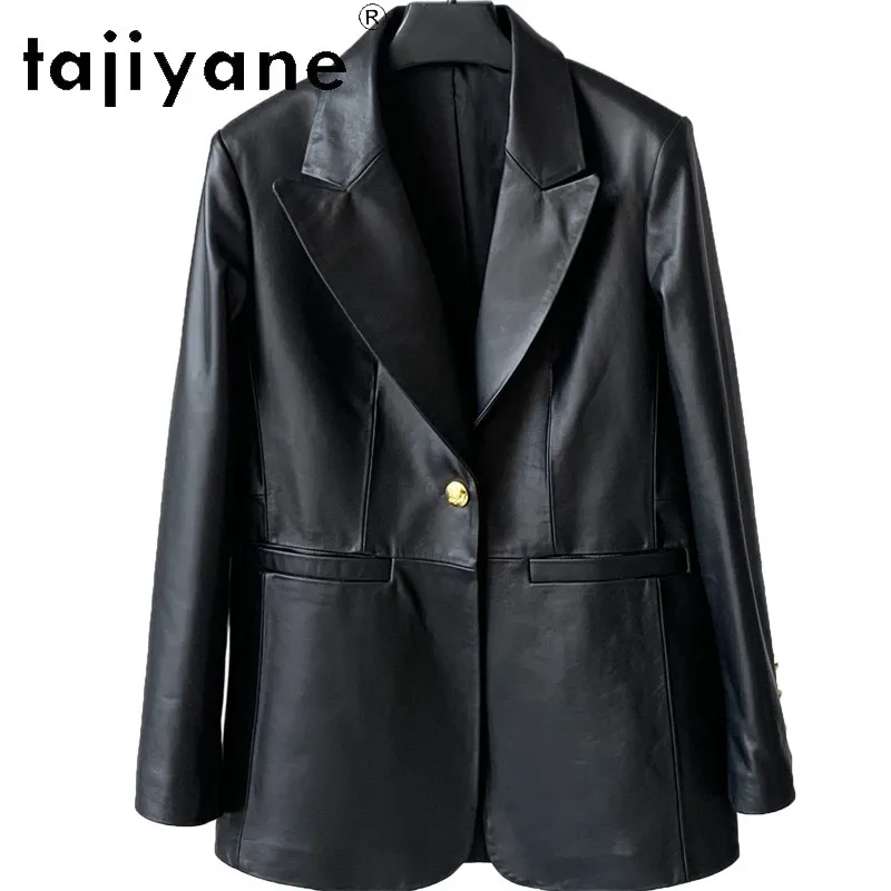 TAJIYANE Real Leather Jacket Woman Blazer Mid-lengthOne Button Coats Sheepskin Suit Collar Jackets for Woman Slim-fit Jaqueta