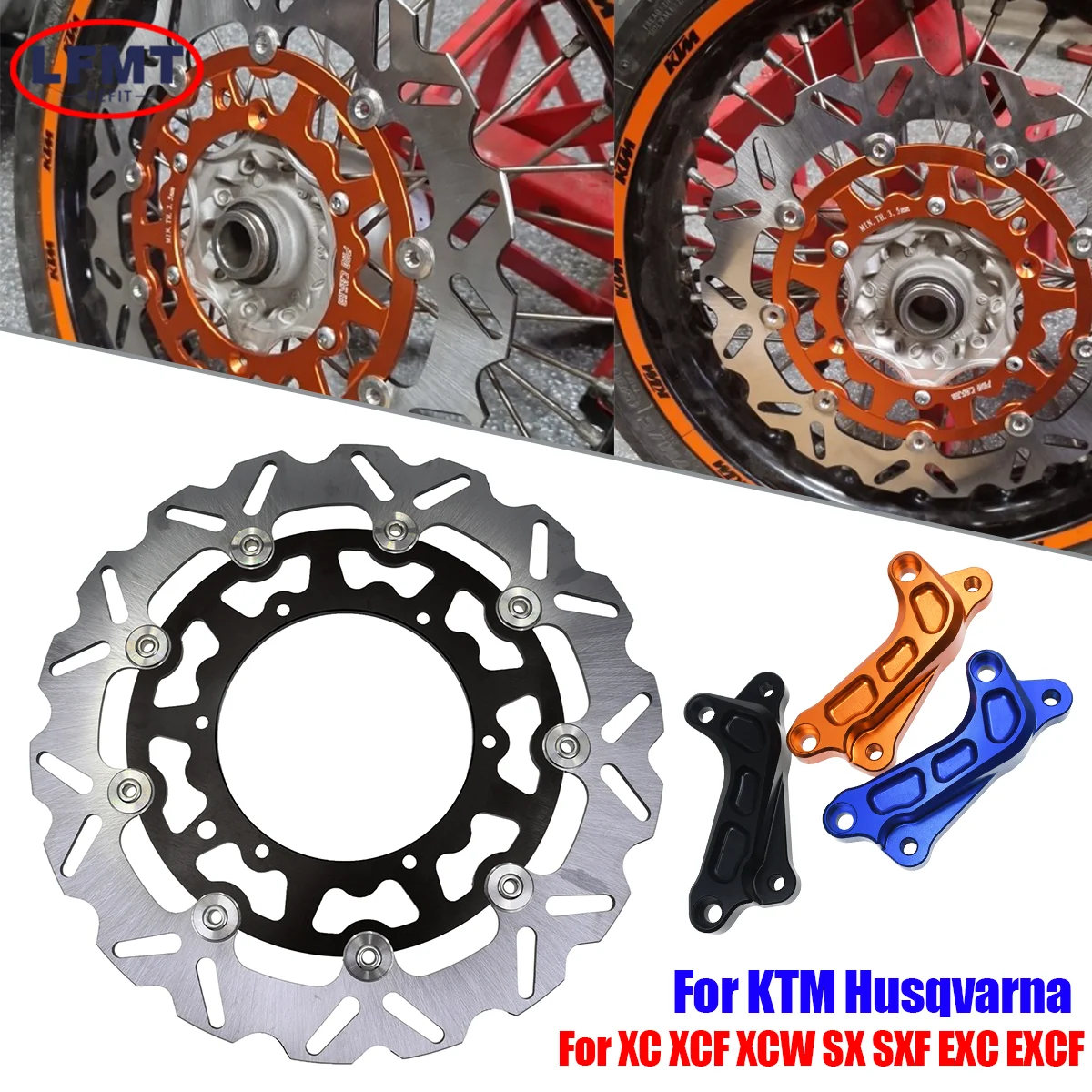 For KTM Motorcycle 320mm Front Brake Float Disk EXC EXCF SX SXF XC XCF XCW TPI Six Days 125-200 250 300 350 450 500 1994-2023
