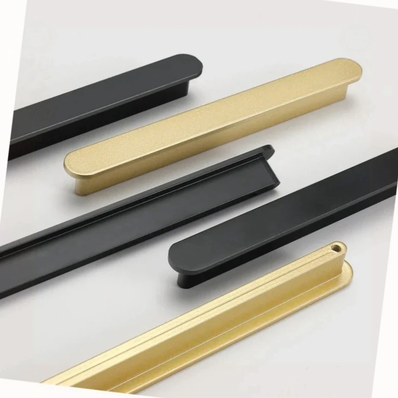 Nordic Cabinet Pulls Black Gold Zinc Alloy Handle for Wardrobe and Drawers Furniture Door Knob Cupboard Handles 96/128/192MM