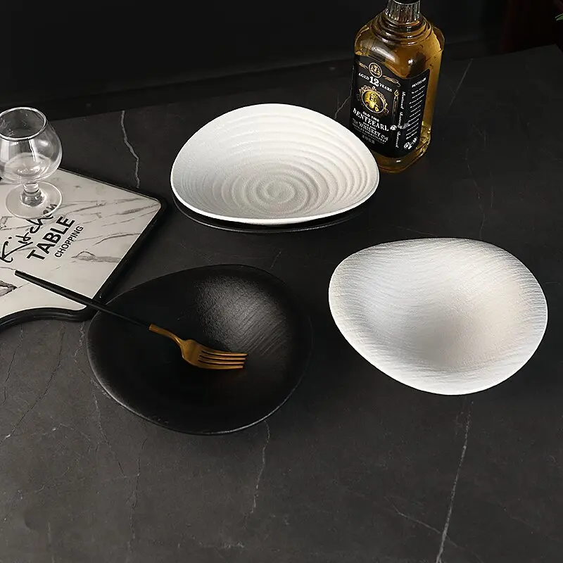 

Creative Cloud Striped Ceramic Dinner Plate Western Tableware Irregular Soup Bowl Dinner Pasta Plate Home Cooking Plate Kitchen