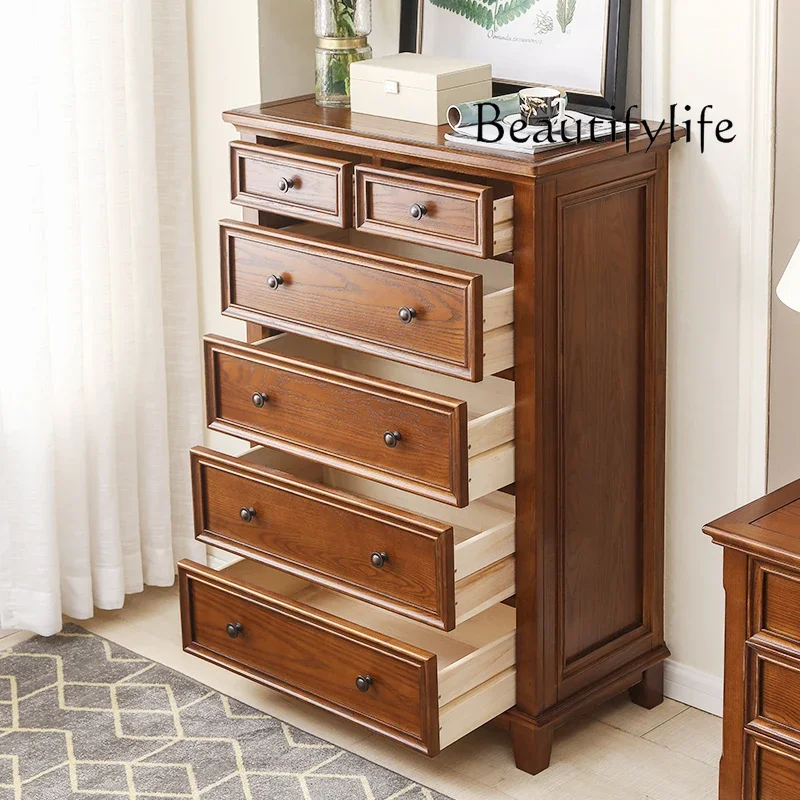 

American Country Chest of Drawers Solid Wood Household Antique Style Storage Cabinet
