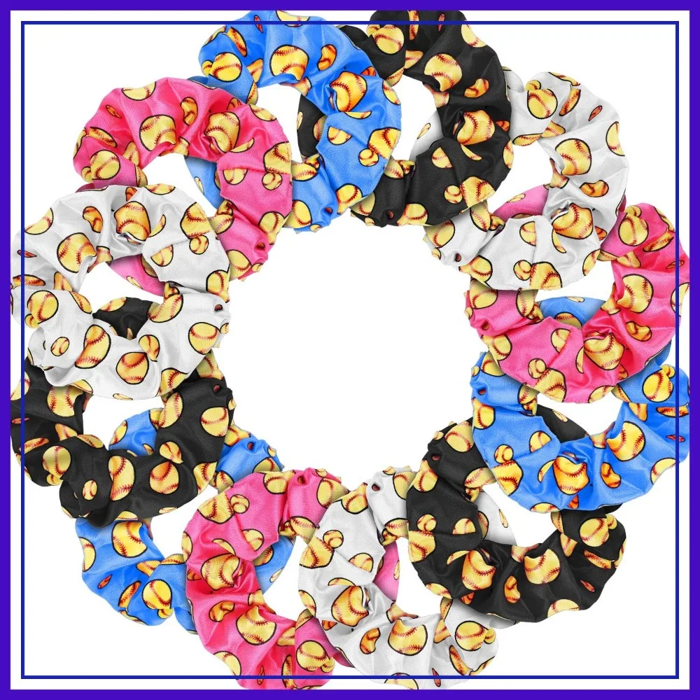 

20 Softball Scrunchies, Bulk Hair Ties for Team Gifts, Party Favors