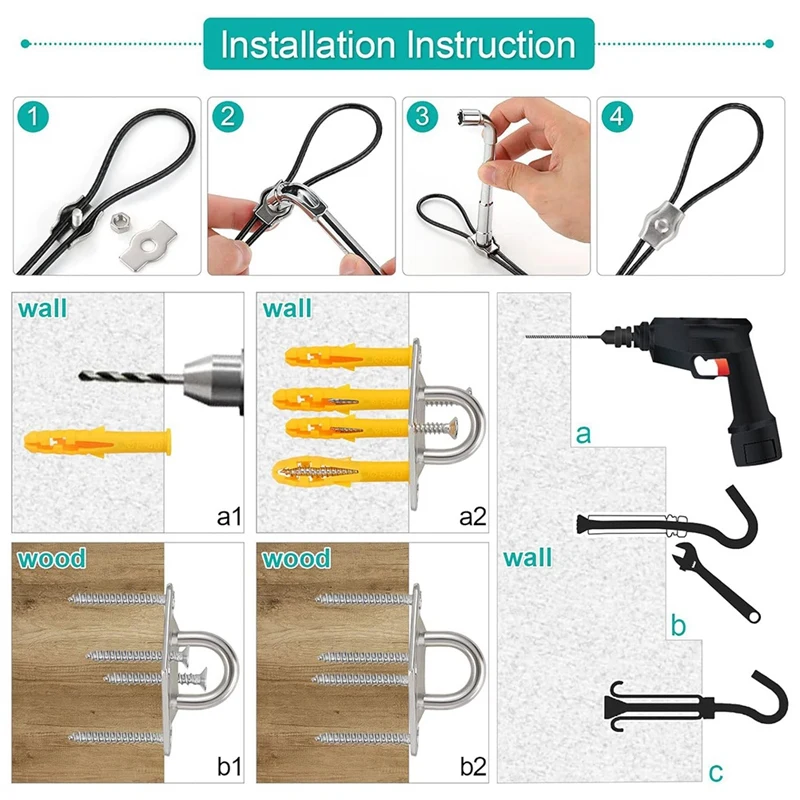 

Shade Sail Hardware Kit 304 Stainless Steel Extension Cord Outdoor Triangular Rectangular Awning Mounting Hardware