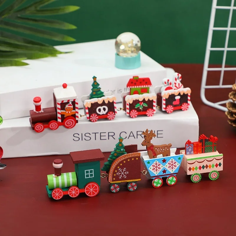 Wooden Craft Cute Little Train Children's Kindergarten Gift Toys Christmas Train Table Decoration Jewelry Christmas