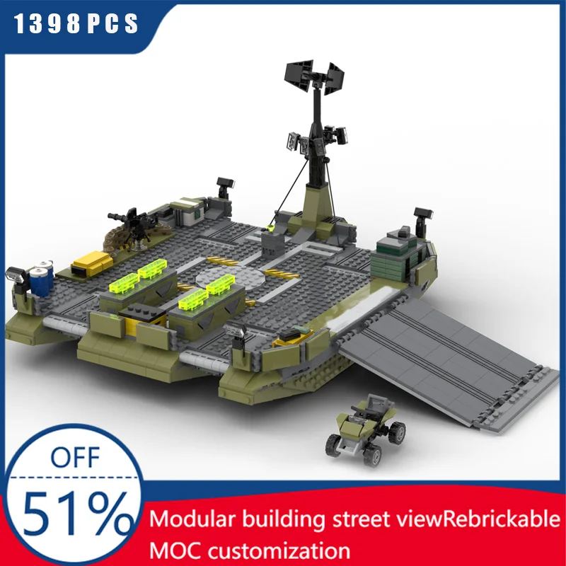 

1398Pcs MOC Movie Star Space Battle Halo Infinite FOB / Forward Operating Base DIY Model Architecture Assembly Model Toy Gift