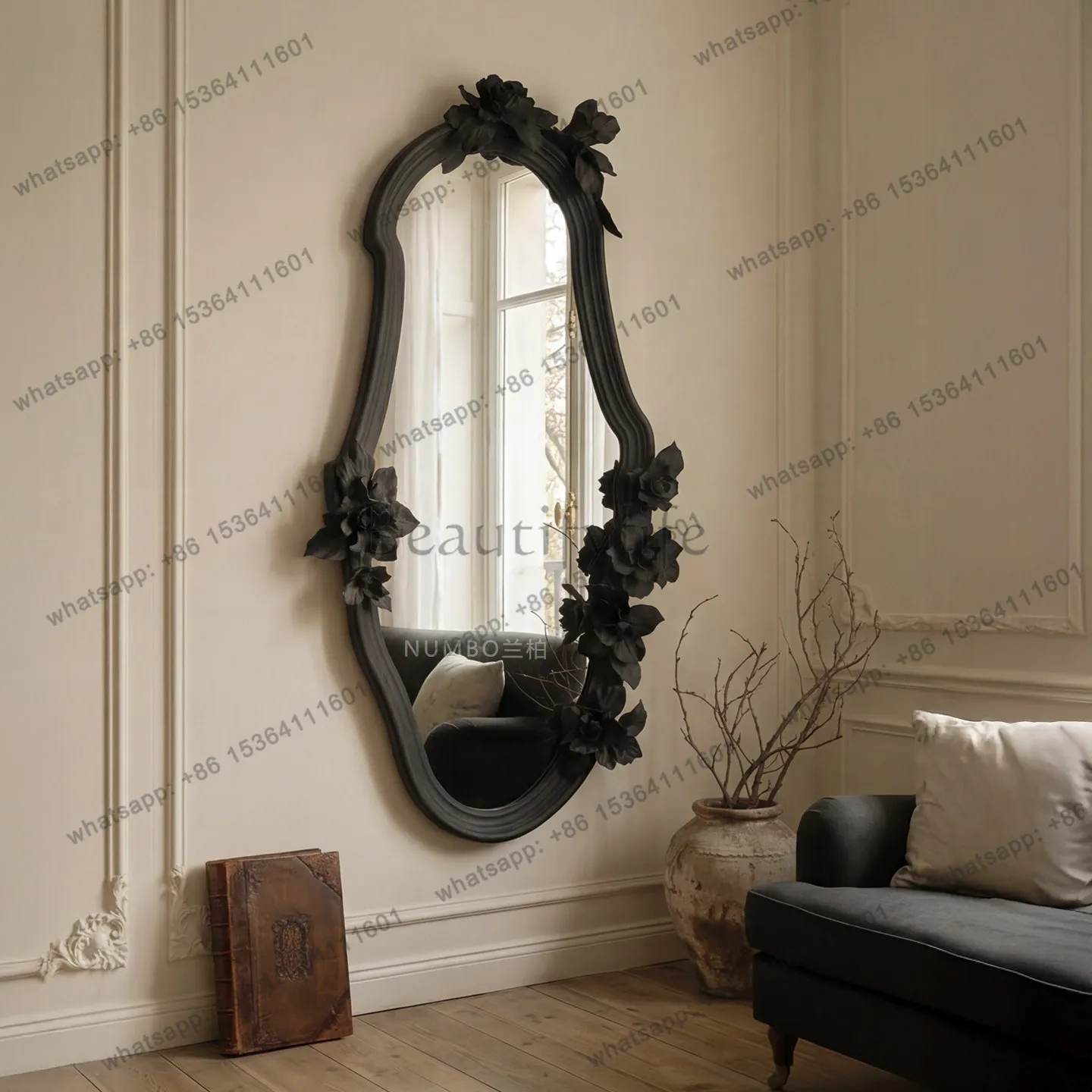 YJ French Style Irregular Wall Full Length Mirror Vibrant Hue Salon Clothing Store Space Slim Decor Mirror