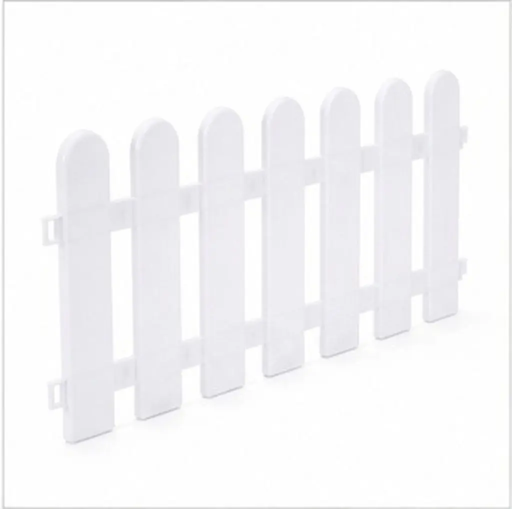 4Pcs White Plastic Garden Fence Round Head Smooth Surface Outdoor Landscape Edging Courtyard Decorative Fence Garden Fences