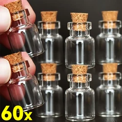 60/10pcs Mini Clear Glass Bottles with Cork Stopper Message Bottle Empty Spice Storage DIY Bottle Wishing Drifting Bottle Gifts