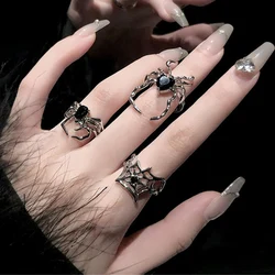 Gothic Punk Black Zircon Animal Spider Finger Rings for Women Creative Vintage Insect Rings Halloween Cool Stuff Party Jewelry