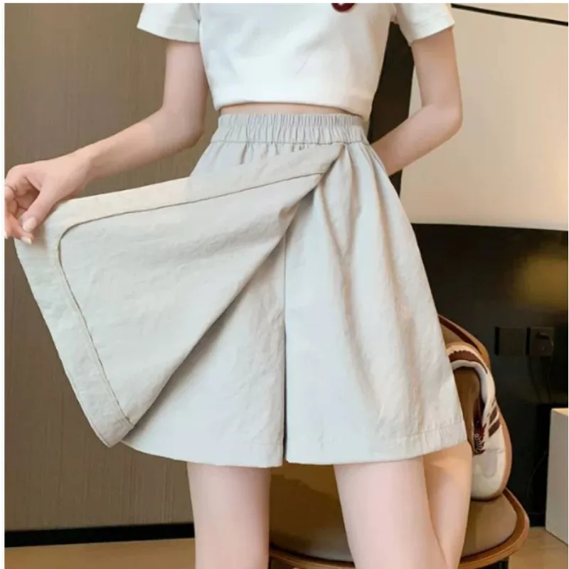 High Waist Loose Casual Wide Leg Pants Skirt for plus Size Women Summer New Sle Korean Version Commute ket Detail