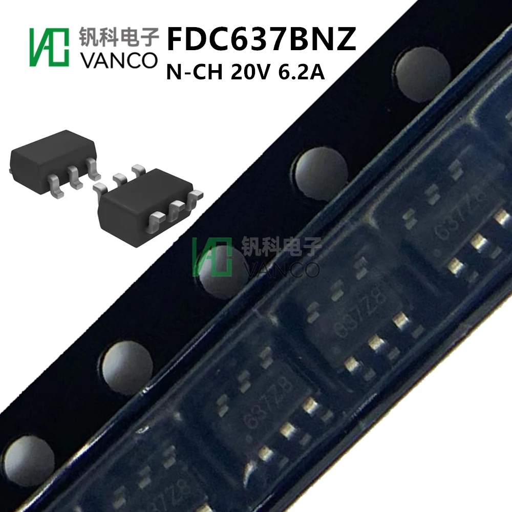 20Pcs Transistor Kit FDC637BNZ Mosfet N-CH 20V 6.2A SUPERSOT6 In Sctock