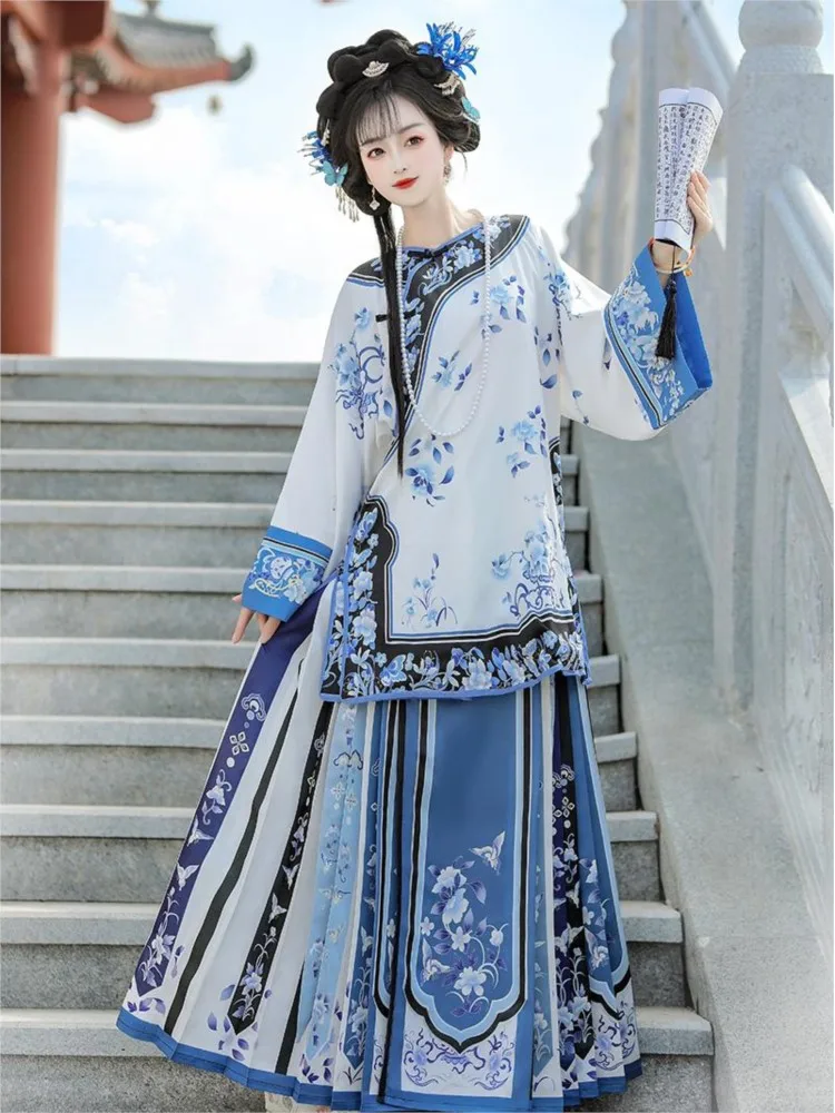 Novos estilos de Hanfu para mulheres Han, portadores de bandeira, roupas antigas e fantasias antigas