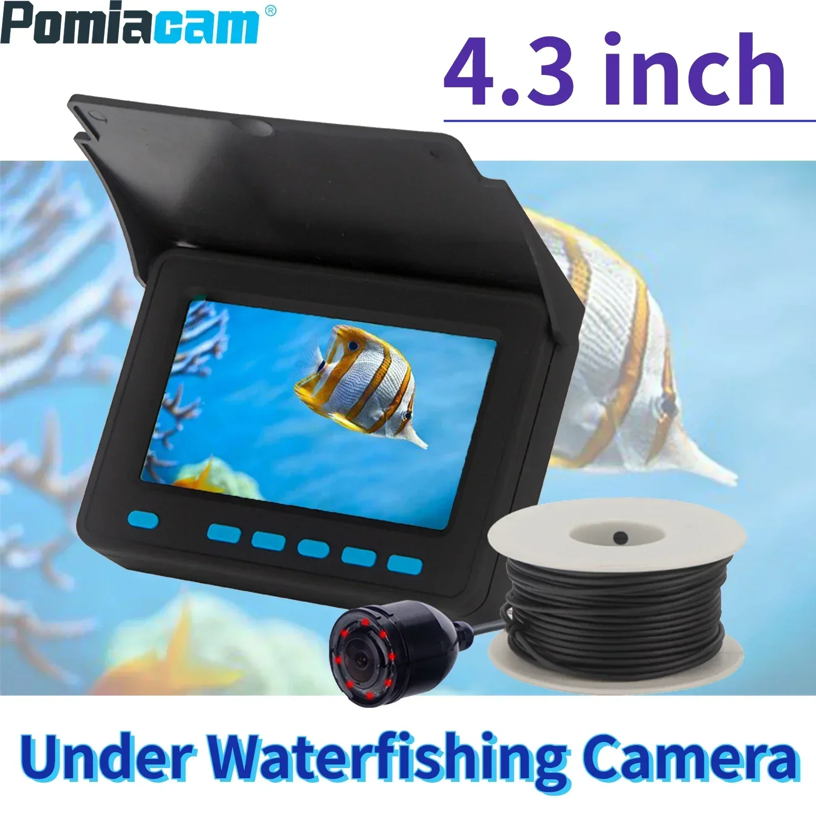 WF25C 20M 4.3 "Monitor LCD Fish Finder HD 1200TVL Videocamera per pesca subacquea Impermeabile IP68 IR LED Fish Camera