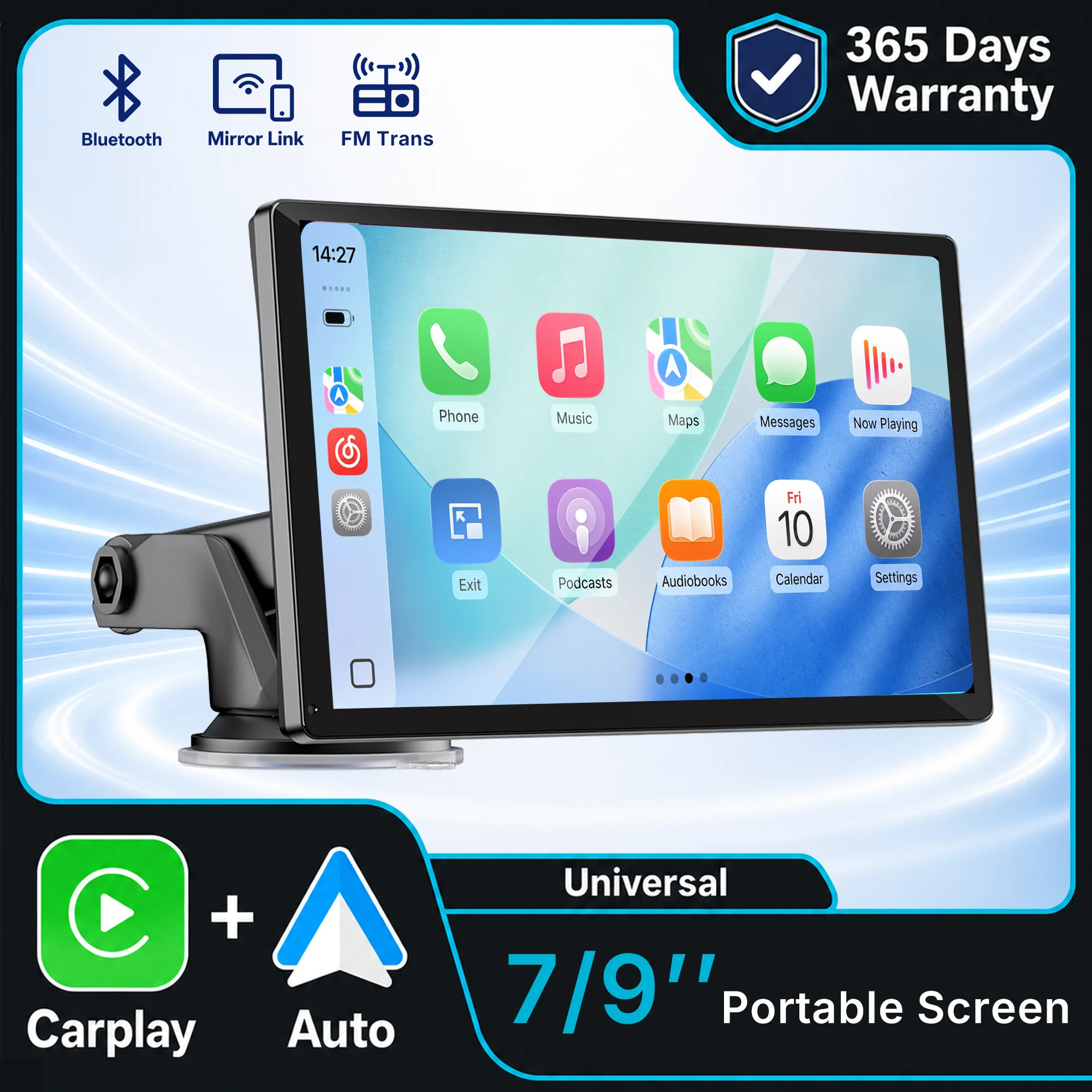 Portable CarPlay Screen 7/9 Inch Wireless CarPlay Android Auto HD Car Radio Multimedia MP5 Video Player with Rearview Camera DVR
