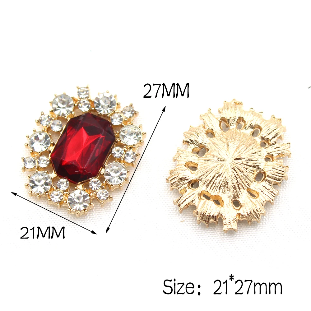 Alloy Rectangular Inlaid Rhinestone Hollow Jewelry DIY Handmade Shoe Upper Bag Clothing Decoration Accessories 5Pcs/Lot 21*27mm