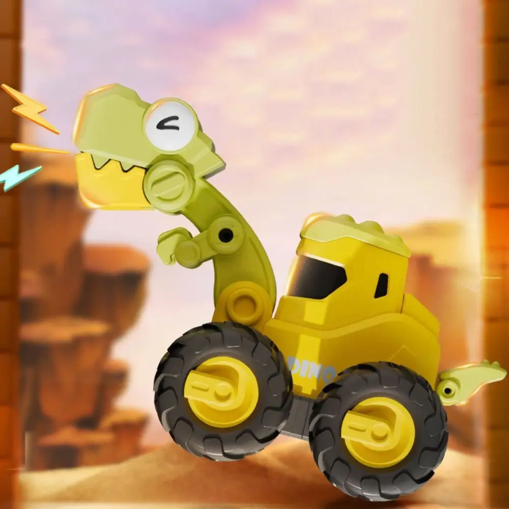 

Plastic Children Pull Back Toy Car Puzzle Manual Skills Dinosaur Engineering Car Model Cartoon Press Kids Excavator Car Toy