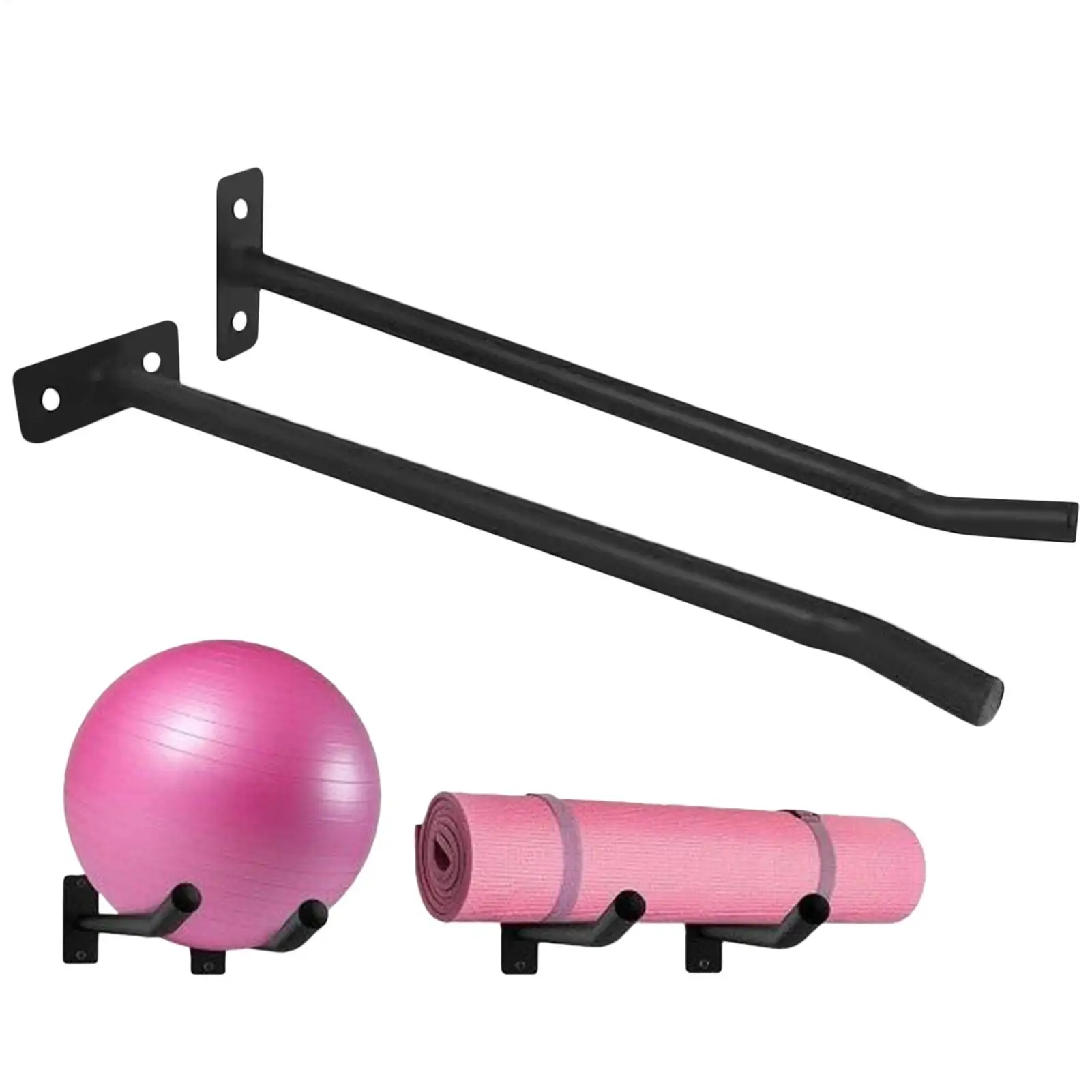Yoga Ball Wall Mount Storage Rack Set Heavy Duty Metal Exercise Ball Holder Organizer for Home Gym Yoga Studio Fitness Equipment