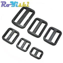 10 Pcs/Pack Plastic  Slider Tri Glide Adjust Buckles Wider Style Backpack Straps Webbing Black