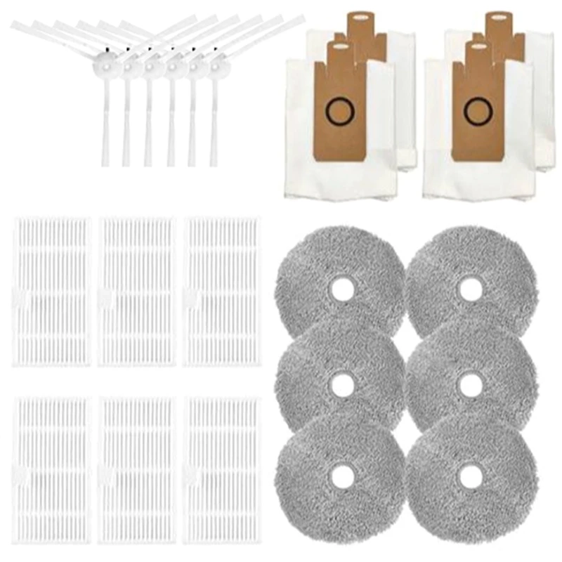 ل Xiaomi Lydsto W2 روبوت المكنسة الكهربائية قطع غيار فرشاة جانبية تصفية الخرق كيس لجميع الغبار استبدال أجزاء الملحقات