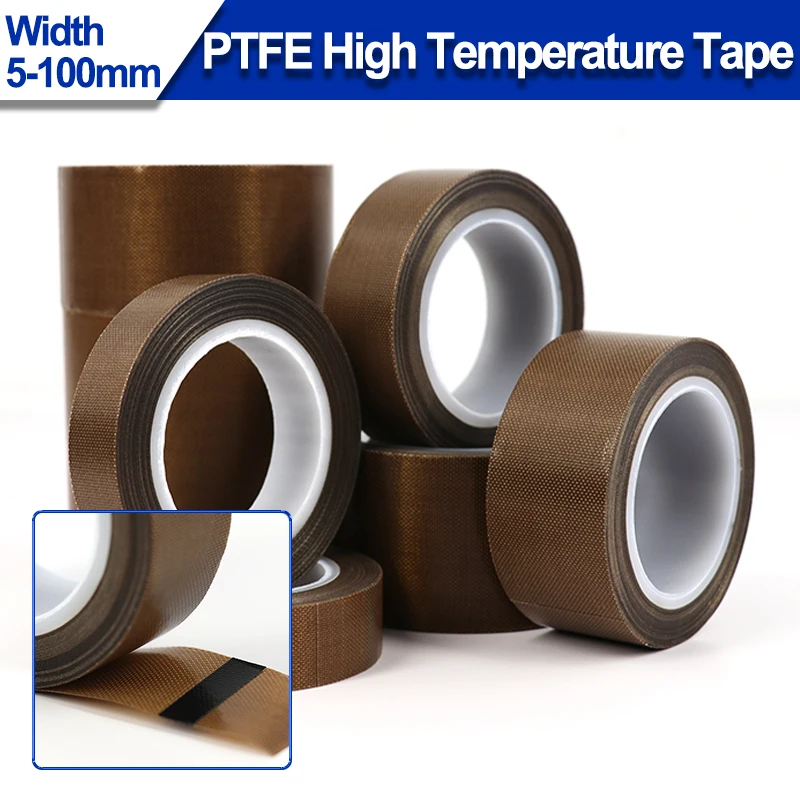 

5mm~100mm High Temperature Resistance Tape 300°C PTFE Cloth Heat Insulation Adhesive Sealing Machine Self-adhesive Tapes 1~10pcs