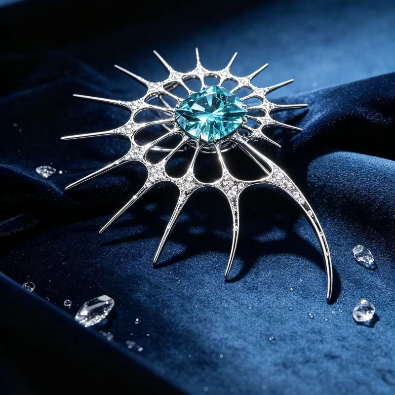 Luxury Irregular Spiky Rhinestone Brooch Punk Gothic Statement Pin Exaggerated Abstract Lapel Pin for Coat Jacket Bag Dress Gift