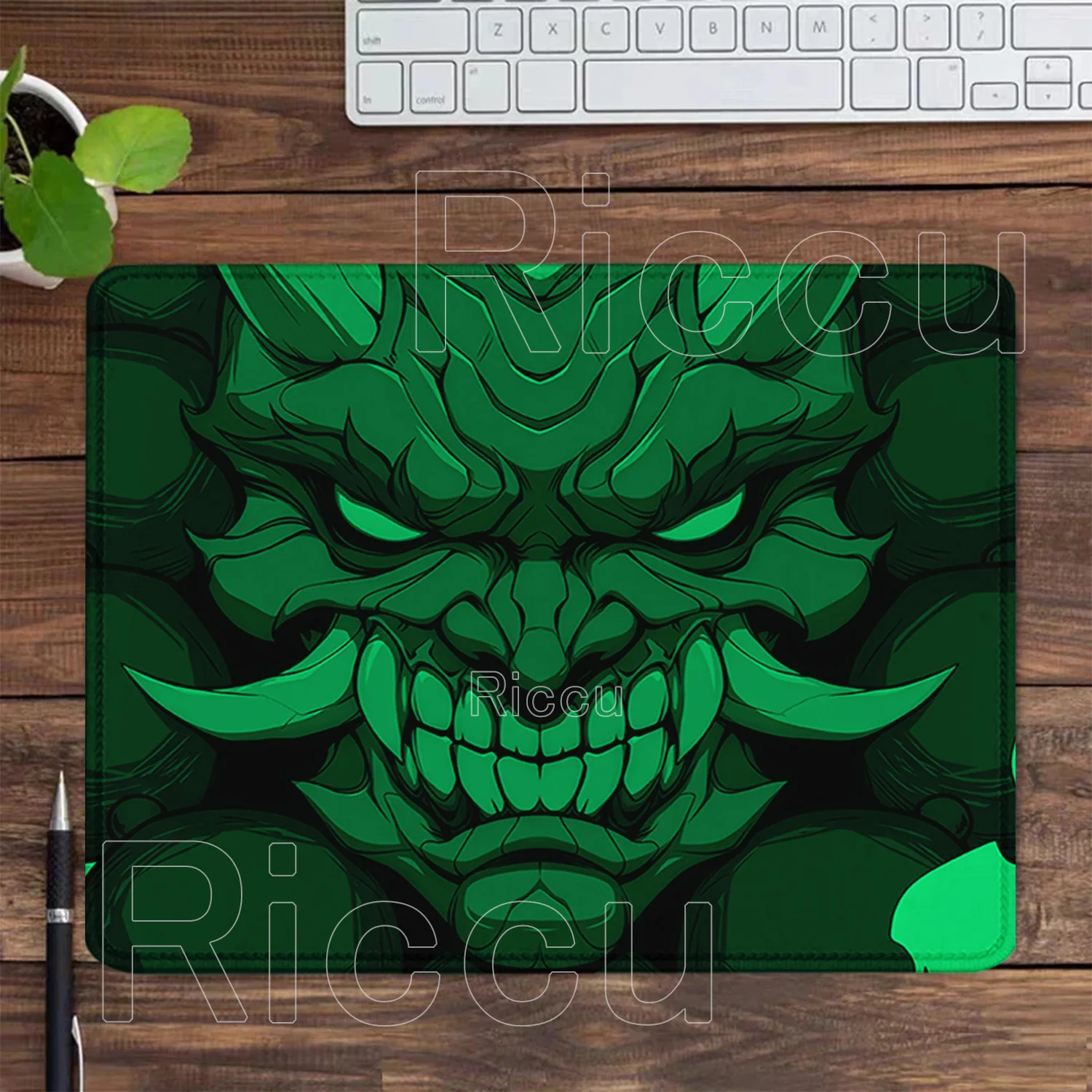 black and white Ghost Face Non-slip small Size Mouse Pad HD Printing Japanese Samurai Devil Mask Gaming office overlock Desk Mat