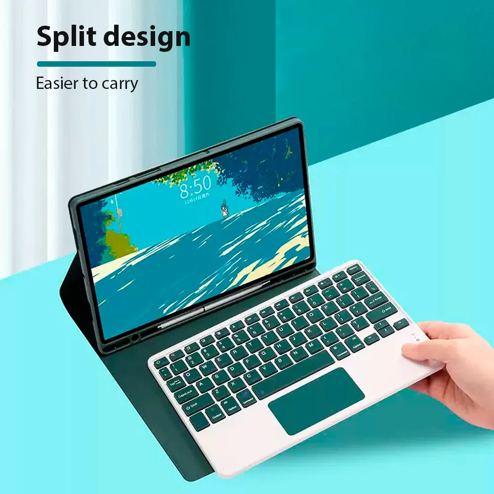 Nowa Klawiatura z Etui i Myszka do Samsung Galaxy Tab S6 Lite A7 10.4 A8 10.5 A9+ S7 8 9 11FE Plus 12.4 A7 Lite A9 8.7 S8 S9 Ultra 14.6