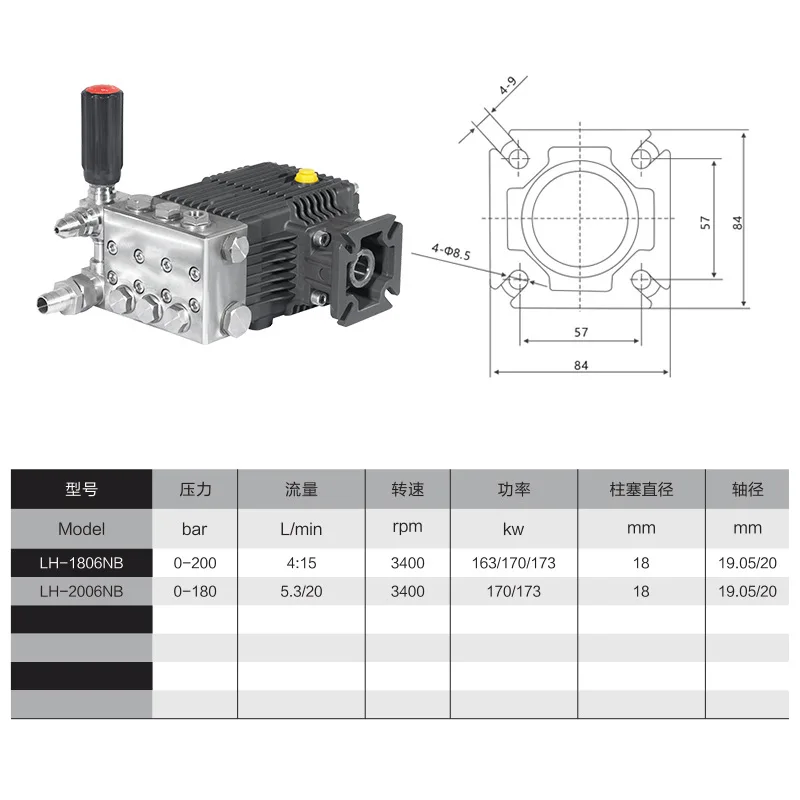 Stainless steel pump head High pressure car washing machine High temperature resistance, cleaning machine Ceramic pump