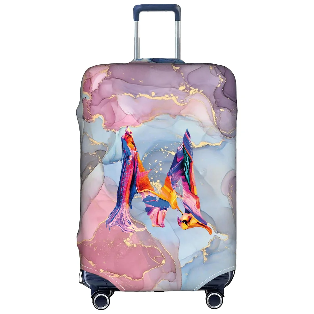 Luggage Cover Suitcase Protective Cover Resistant Elastic Fabric Paint Letter Series Durable Travel Case Covers for 18-32inch