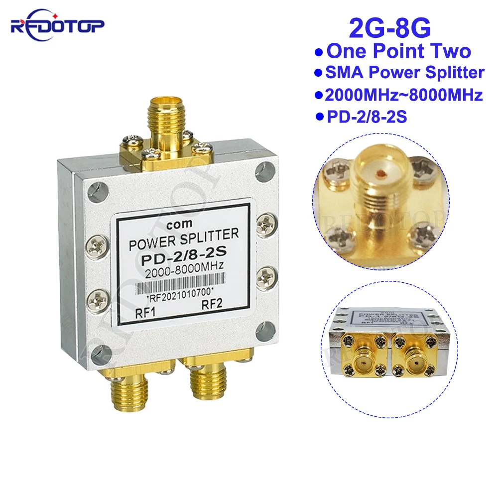 1Pcs SMA PD-2/8-2S Microstrip Power Splitter One Point Two 2-8GHz SMA Female RF Power Splitter Combiner WIFi 10W