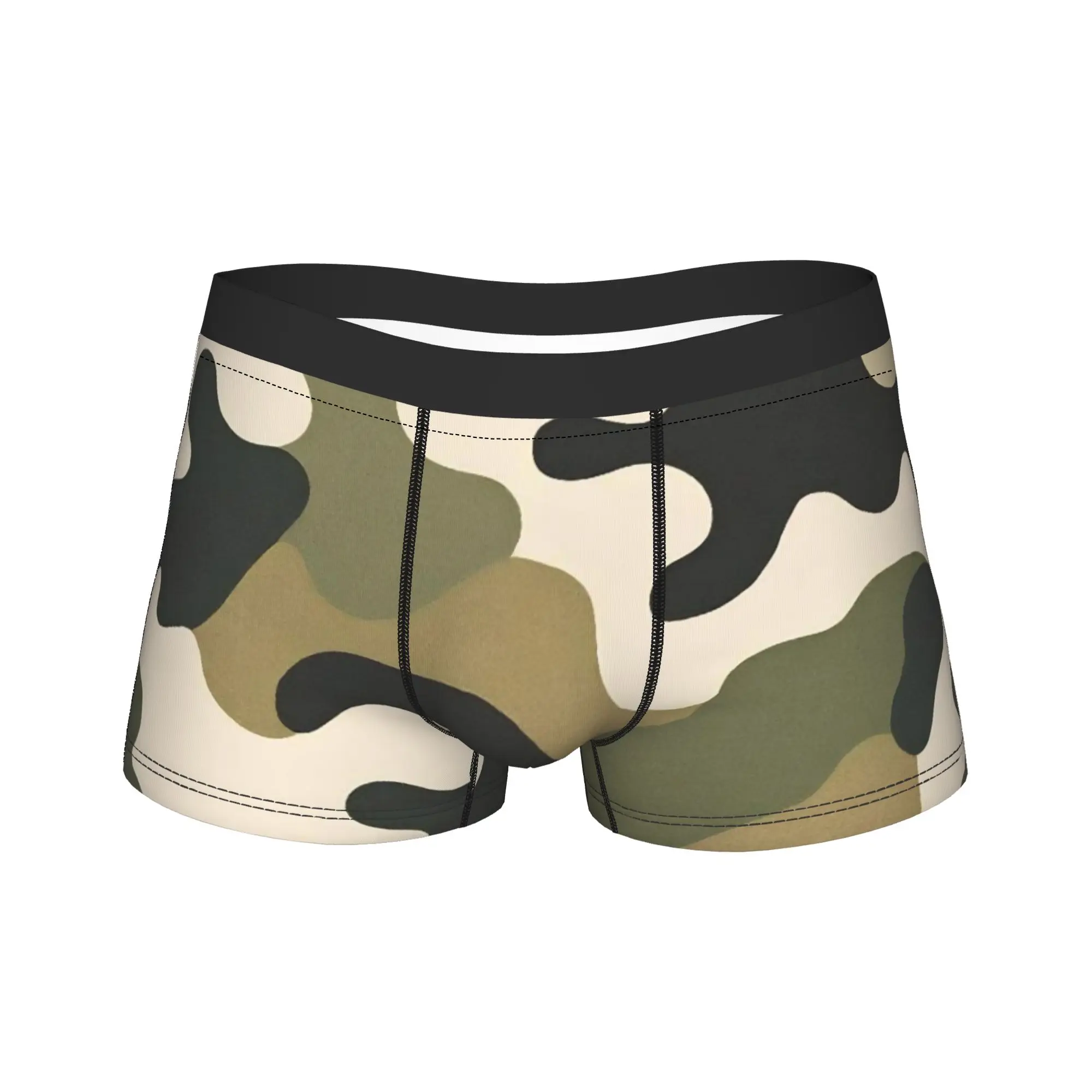 

Зеленые и коричневые камуфляжные трусы, мужские трусы с принтом, классические боксеры, качественные шорты, трусы больших размеров