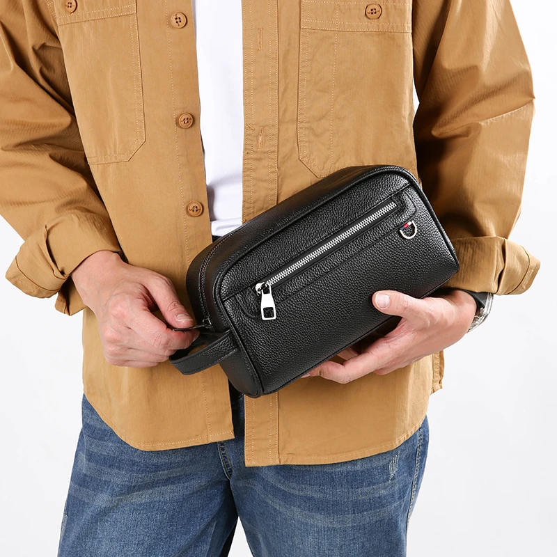 Hohe Qualität Weiches Leder Männer Taschen Mode Business Clutch Tasche Casual Reise handtasche Telefon Geldbörse Designer für Männliche Geburtstag Geschenk – Detail 5