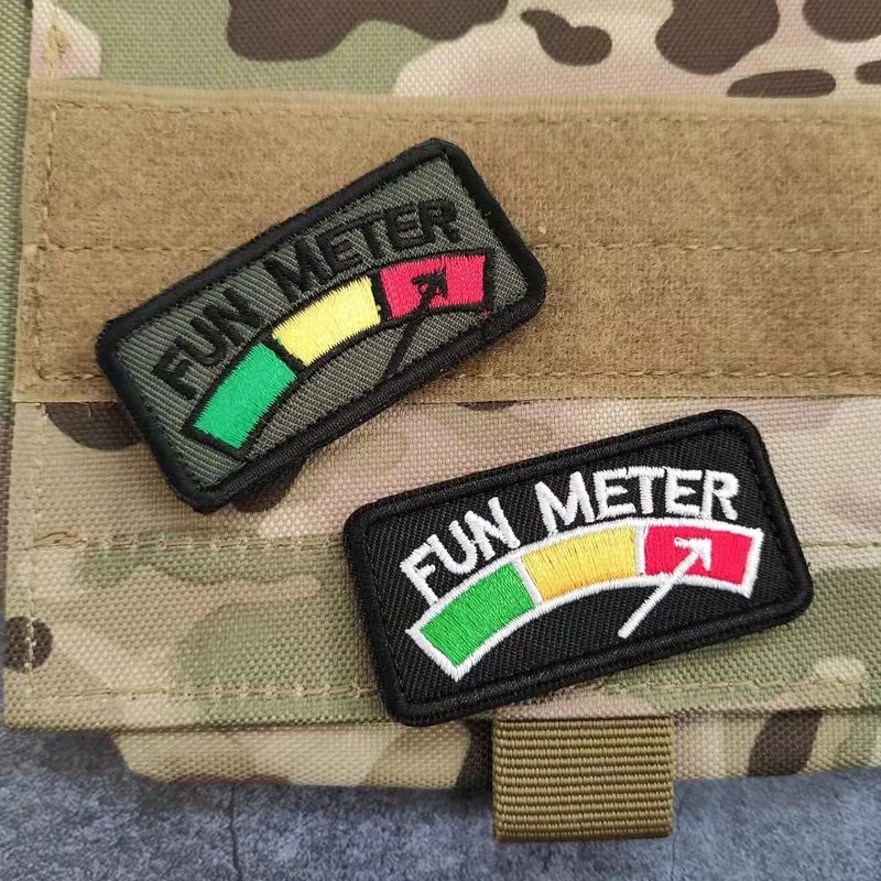 Fuel Gauge Embroidery Patches Creative Fun Meter Tactical  Badges Rectangular Pattern DIY Backpack Sticker For Clothing