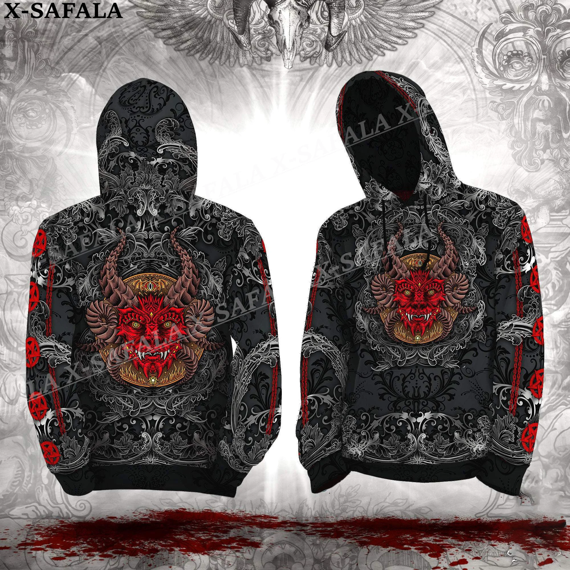 

Satanic Devil Masks Pentagram Tattoo 3D Print Zipper Hoodie Man Female Pullover Sweatshirt Hooded Jacket Jersey Coat Tracksuits3