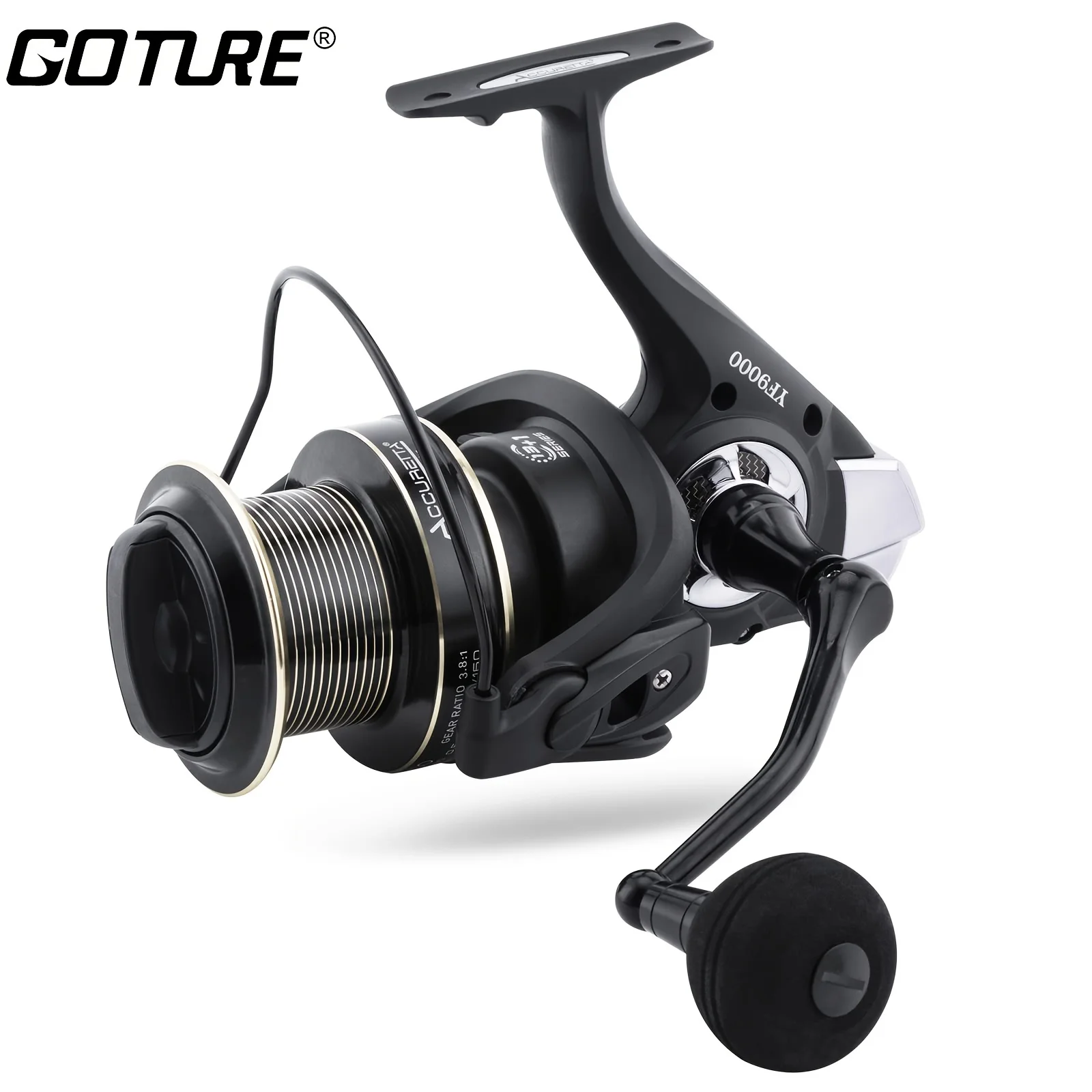 Goture Spinning Reel 3.8:1 Long Cast Reel Large Capacity 8000/9000/10000 Freshwater Saltwater Surf Fishing Reel Max Drag 14KG