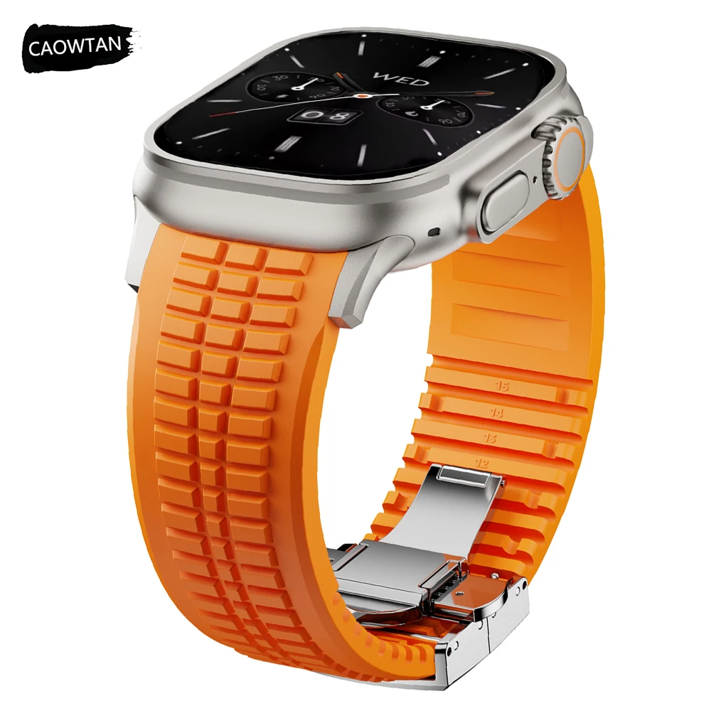 Sport Silicone Band for Apple Watch Ultra 4 3 2 49mm 46mm 45mm 44mm Luxury Bracelet for iWatch Series12 11 10 9 8 7 6 5 Se Strap