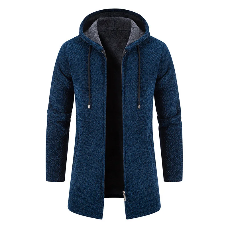 Men's Models Autumn Winter Sweater Cardigan Hooded Jacket Medium-length Large Simple Loose Leisure Comfortable Brand Fashion New