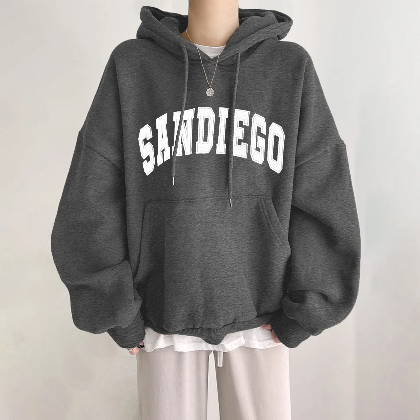 Sudadera holgada con estampado de letras para mujer, suéter de manga larga con cuello redondo, Estilo Vintage americano, ropa de calle de gran