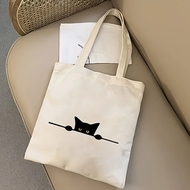 A Stylish Backpack Featuring a Straight Cat Print Design, Suitable for Anyone, This Easy Shopping Bag Is Multifunctional with a