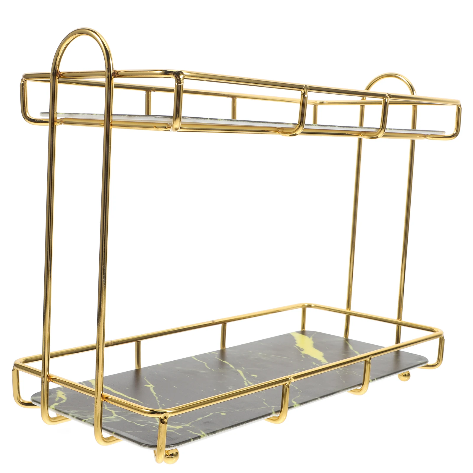

Storage Rack 2 Tier Bathroom Counter Makeup Organizer Vanity Shelf Durable Space Saving HIPS Material Countertop Holder