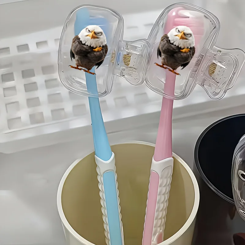 2pcs White-Headed Eagle Odorless Toothbrush Cases Suitable for Various Sizes of Travel Sets Keep The Brush Heads Clean And Dry