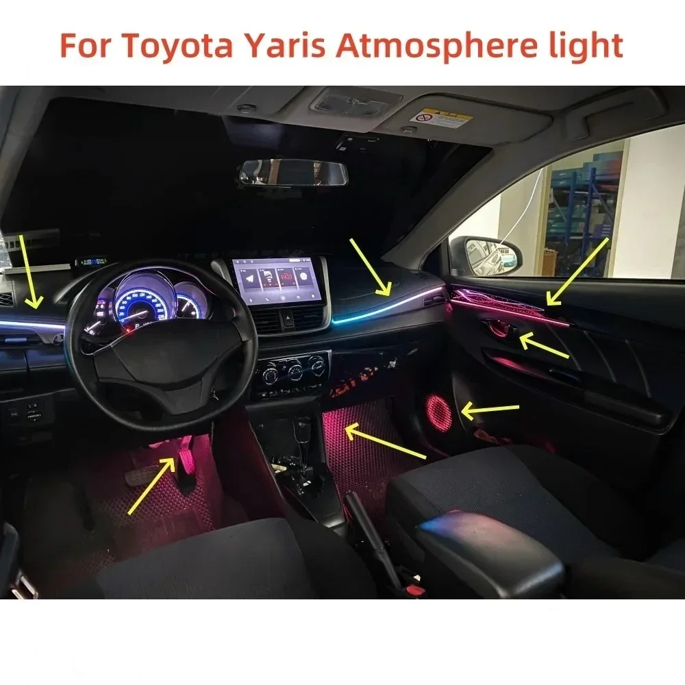 

64 colour LED atmosphere light For Toyota Yaris 2014+ Ambient automotive interior lighting upgrade foot light