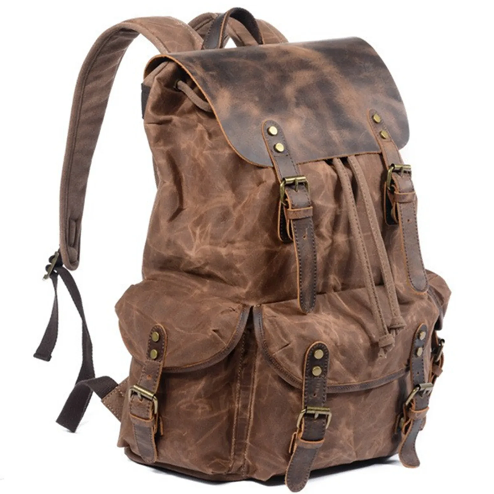 Retro Waterproof Backpack Men Women Beeswax Canvas Travel Laptop Computer Bags Outdoor Leisure Hiking Mountain Handbag Schoolbag