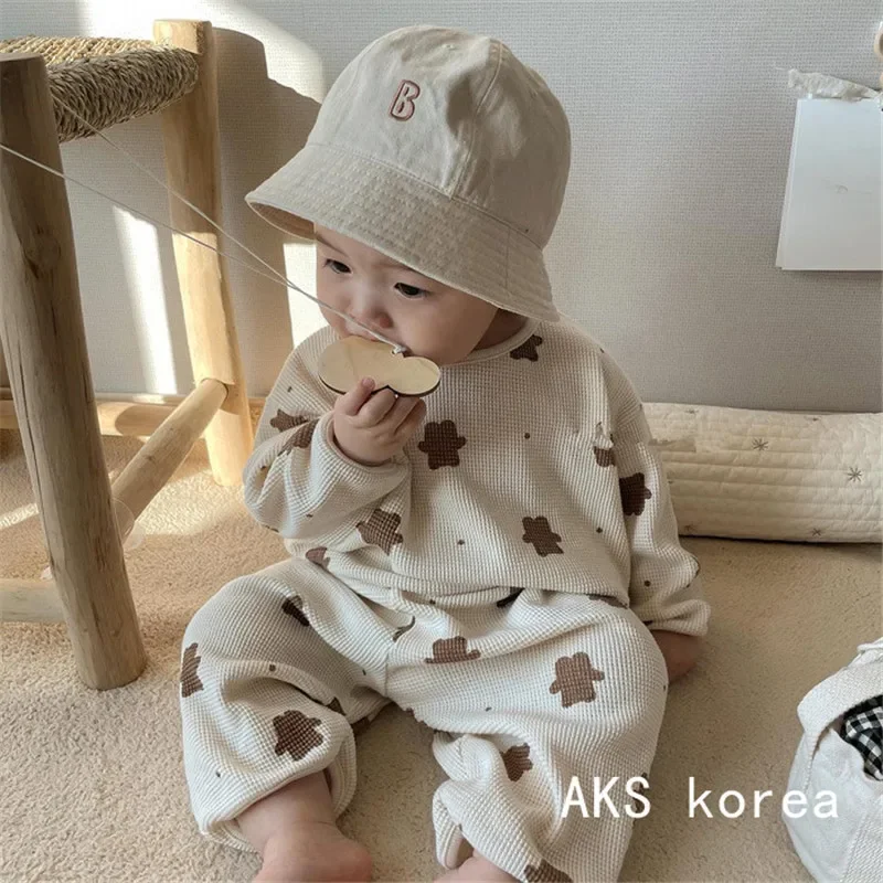 Baby Fall Clothes Girl Boy Cotton Long Sleeve Sweater and Pant Set Toddler Casual Cartoon Bear Pullover Top SweatPant Tracksuit