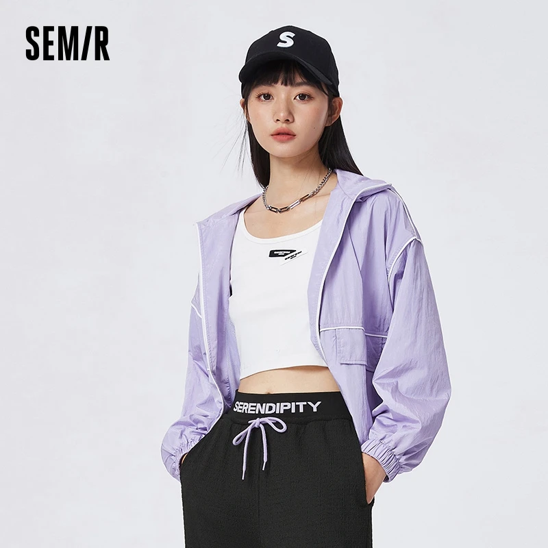 

Semir Jacket Women Hooded Handsome 2023 Spring New Oversize Textured Contrasted Color Jacket