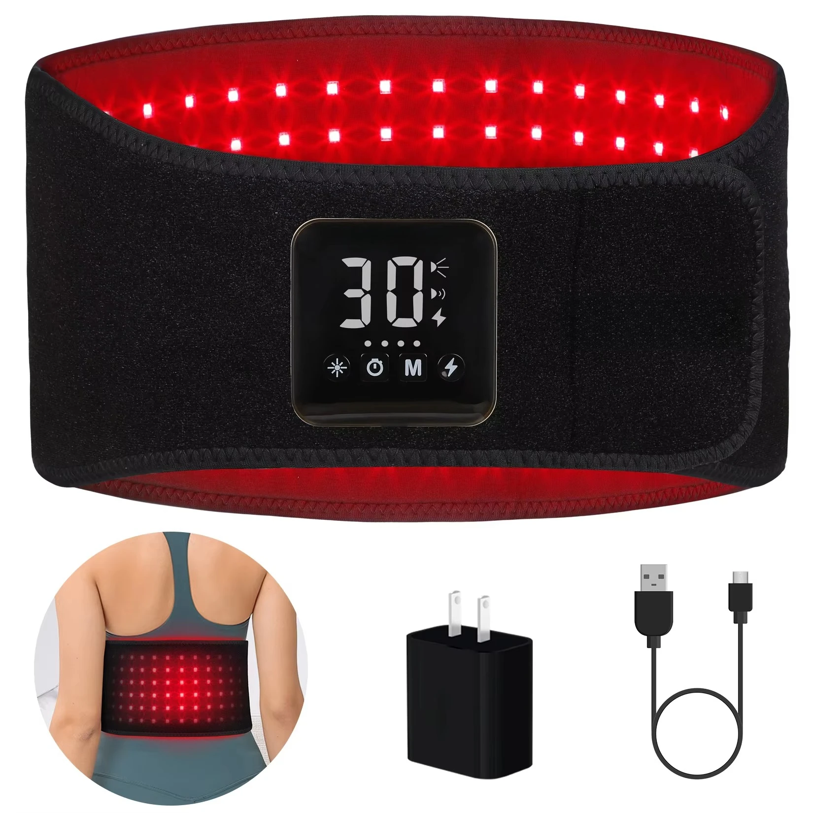 Innovative Home Infrared Light Therapy Waist Belt with Electric Vibration Massager