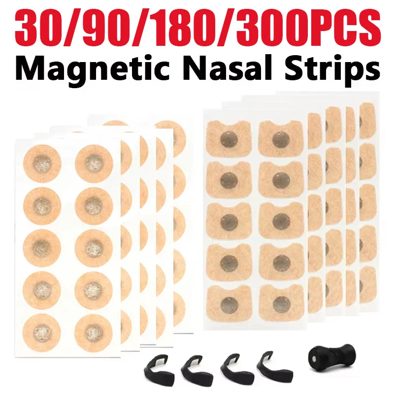 30/90/180/300 Pièces Bandes Nasales Magnétiques pour la Respiration, Améliorent la Circulation d'Air, Améliorent le Sommeil, Réduisent le Ronflement