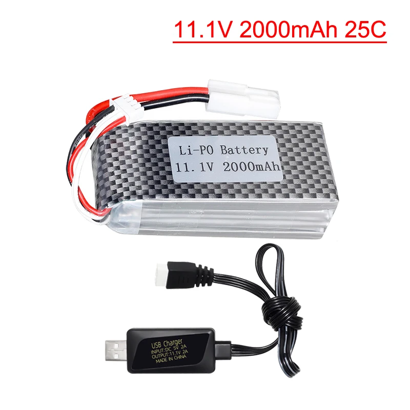 3S 11.1V 2000mAh 25C 903475 Lipo Batterry with USB cable  for FT012 Remote Control Quodcopter Cars Boats Drone Spare Parts